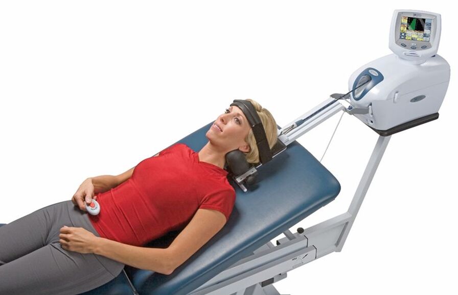 Traktionstherapie bei der Behandlung von Manifestationen der Osteochondrose.